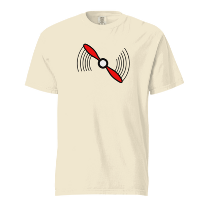 Propeller T-Shirt heavyweight tee with red propeller graphic on cream 100% ring-spun cotton breathable t-shirt