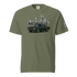 Nashville classic car t-shirt featuring a vintage car design and city skyline in olive green color.