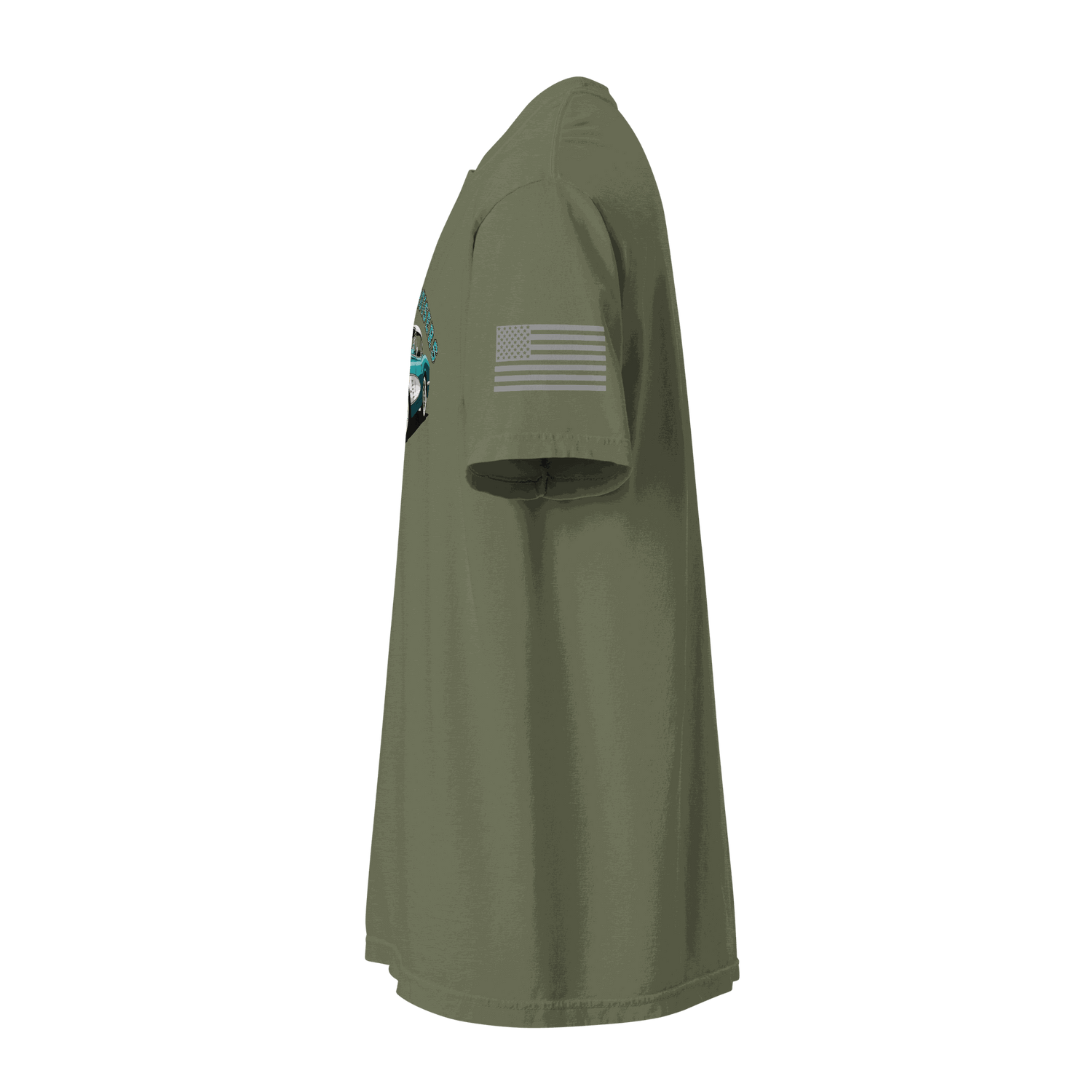 Classic T-Shirt olive green unisex cotton tee with American flag on sleeve, relaxed fit for everyday cruise life