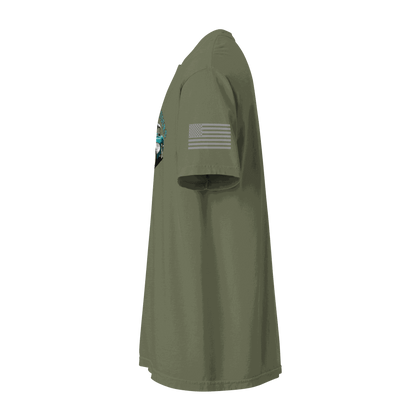 Classic T-Shirt olive green unisex cotton tee with American flag on sleeve, relaxed fit for everyday cruise life