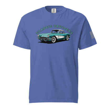 Blue Classic T-Shirt with Classic Cruisers vintage car graphic and comfortable unisex fit