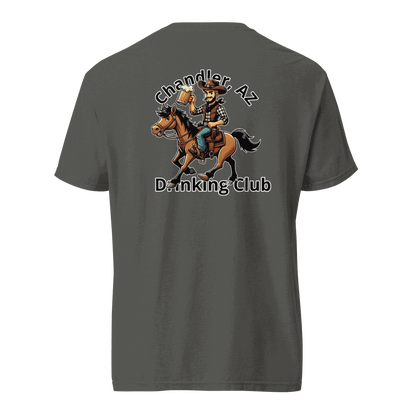 Custom City Cowboy Horse Beer unisex heavyweight t-shirt with cowboy on horse graphic and text Chandler AZ Drinking Club