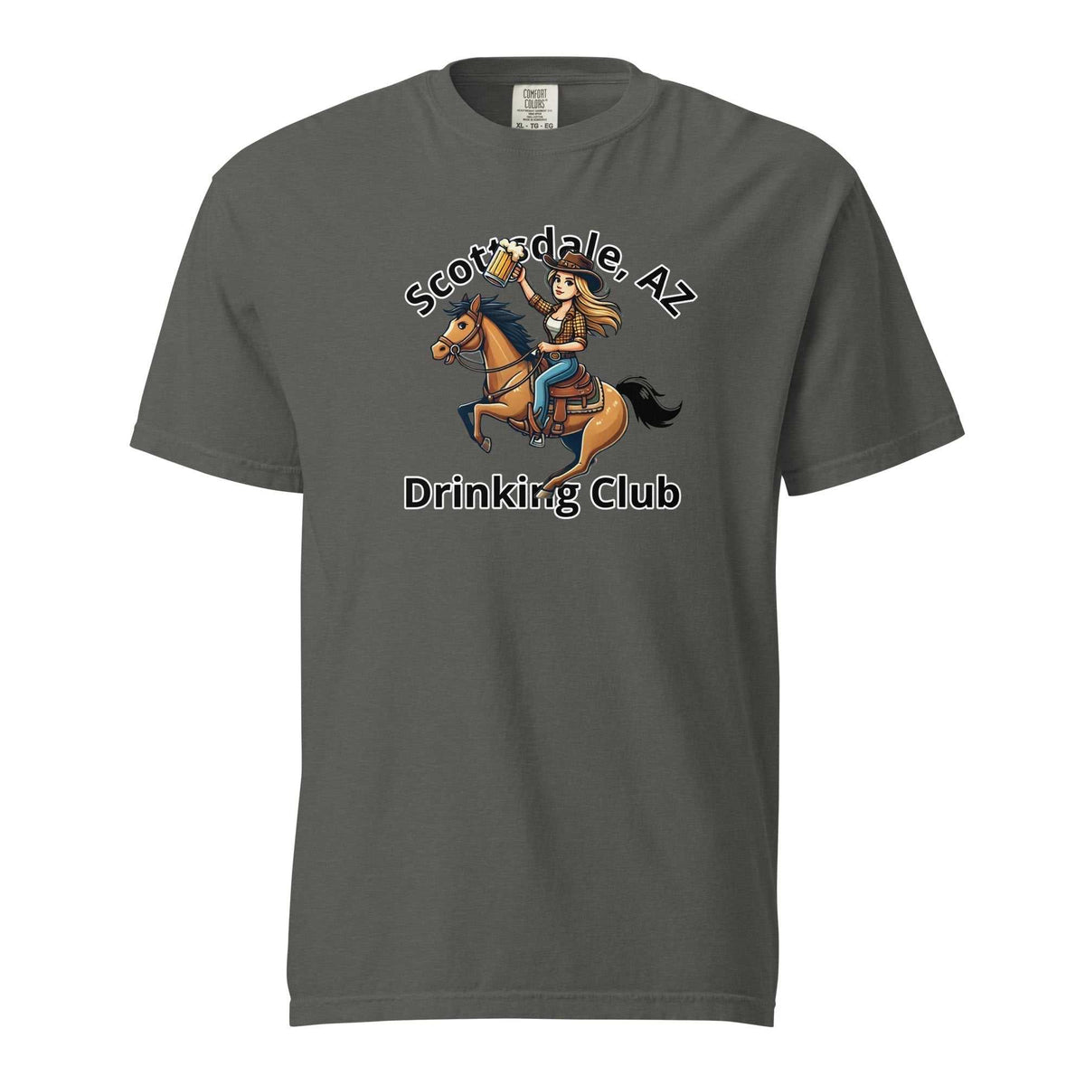 Scottsdale Cowgirl Horse Beer unisex heavyweight t-shirt in 100% ring-spun cotton with relaxed fit and durable stitching