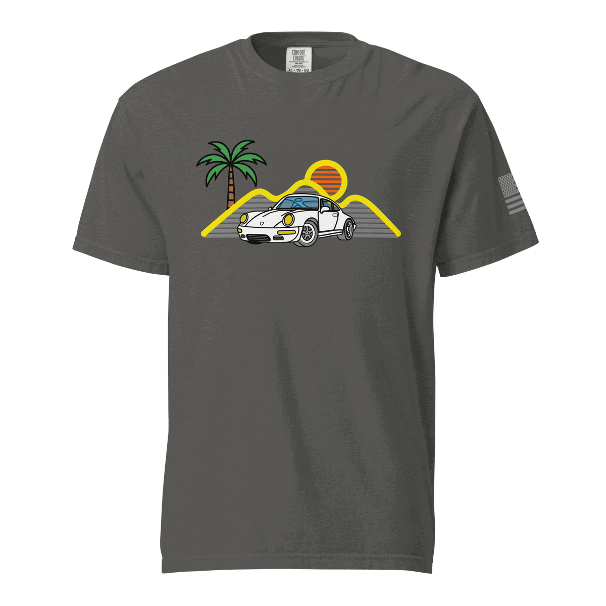Sport Car T-Shirt with retro sunset and sleek sports car silhouette for car lovers and racers