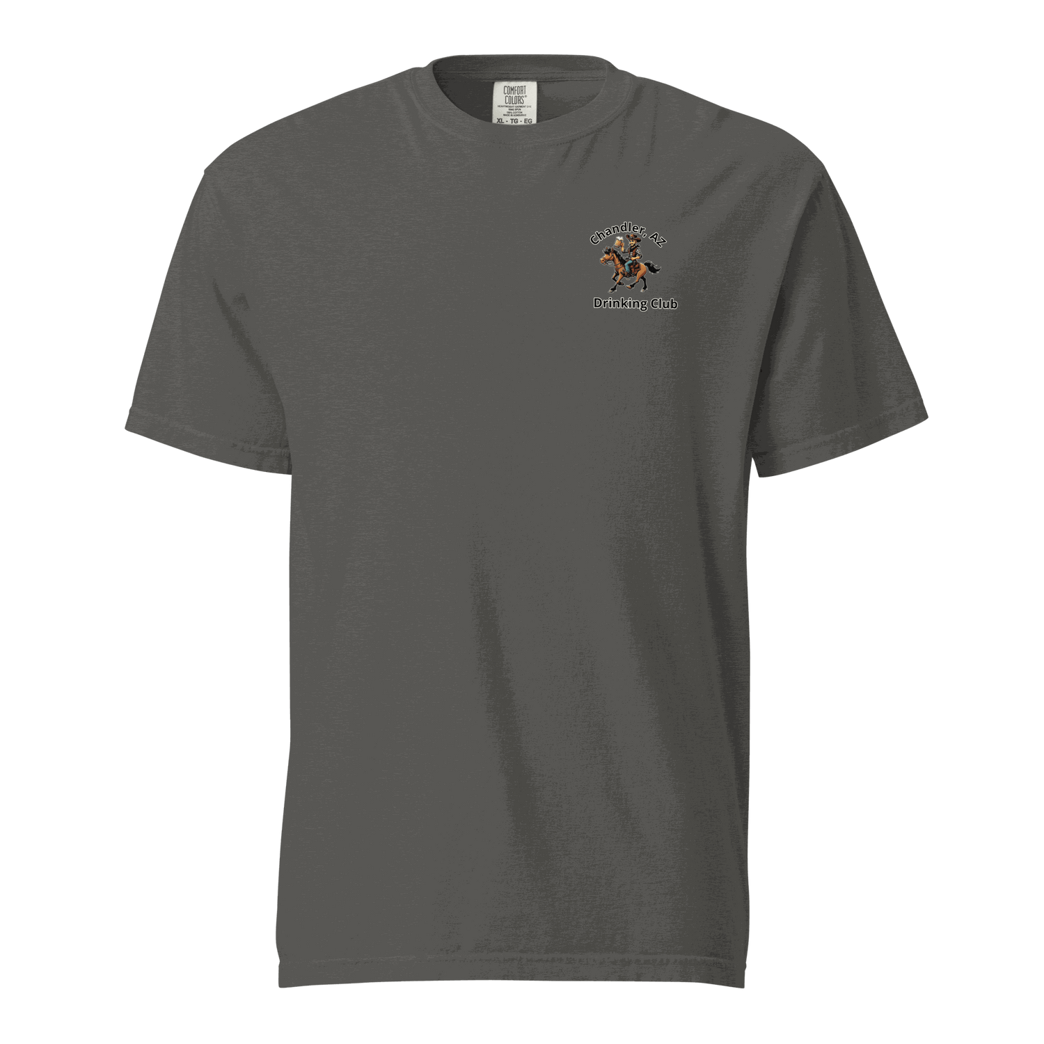 Custom City Cowboy Horse Beer unisex heavyweight charcoal t-shirt with horse and beer design on chest