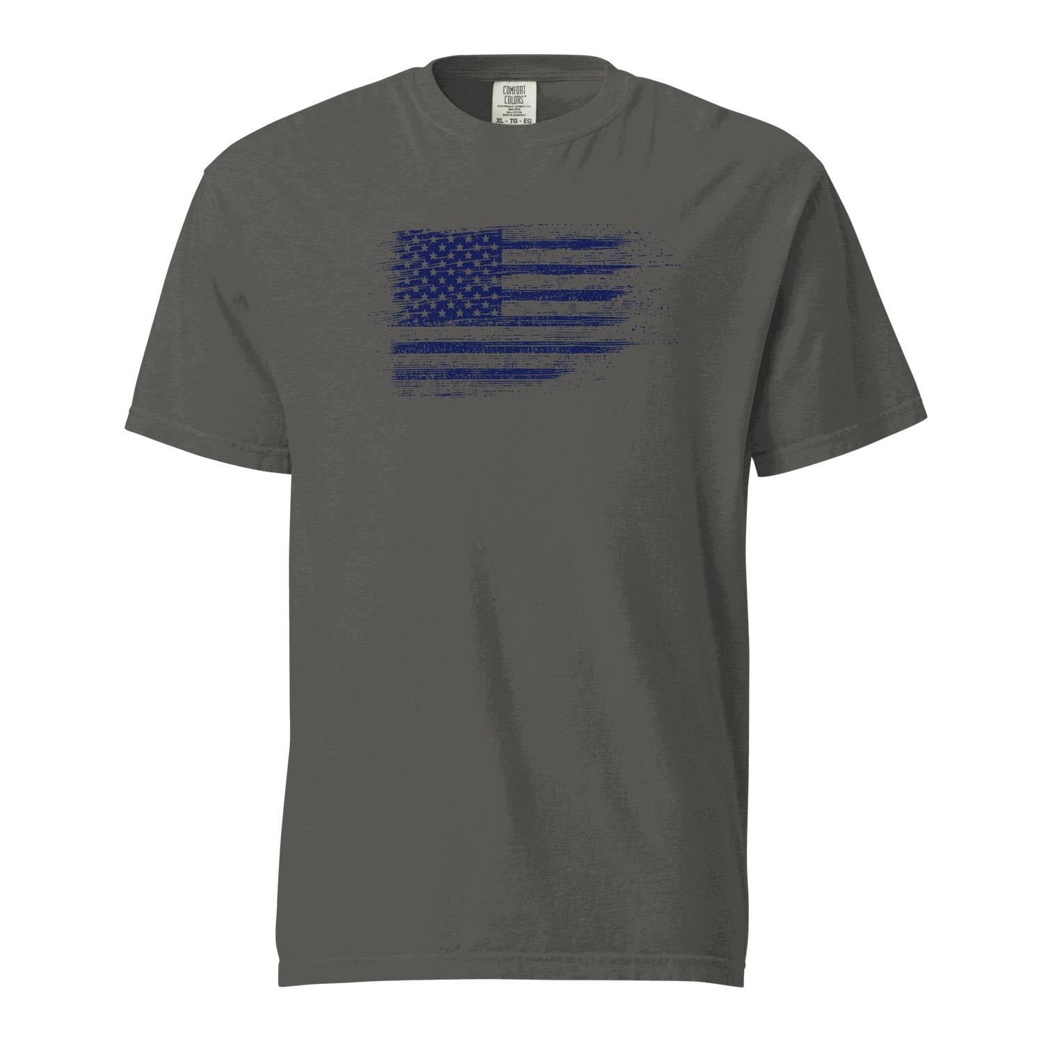 Unisex distressed USA flag gray heavyweight cotton t-shirt
