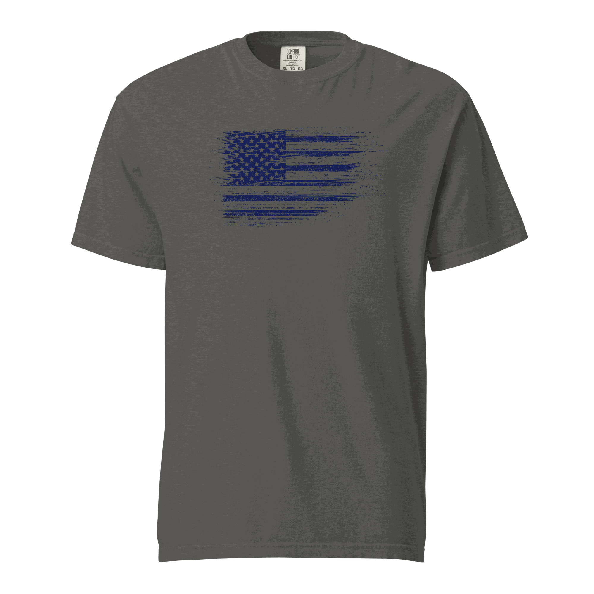 Unisex distressed USA flag gray heavyweight cotton t-shirt