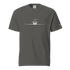 Charcoal gray Private Jet unisex heavyweight tee with front airplane graphic and durable double-needle stitching