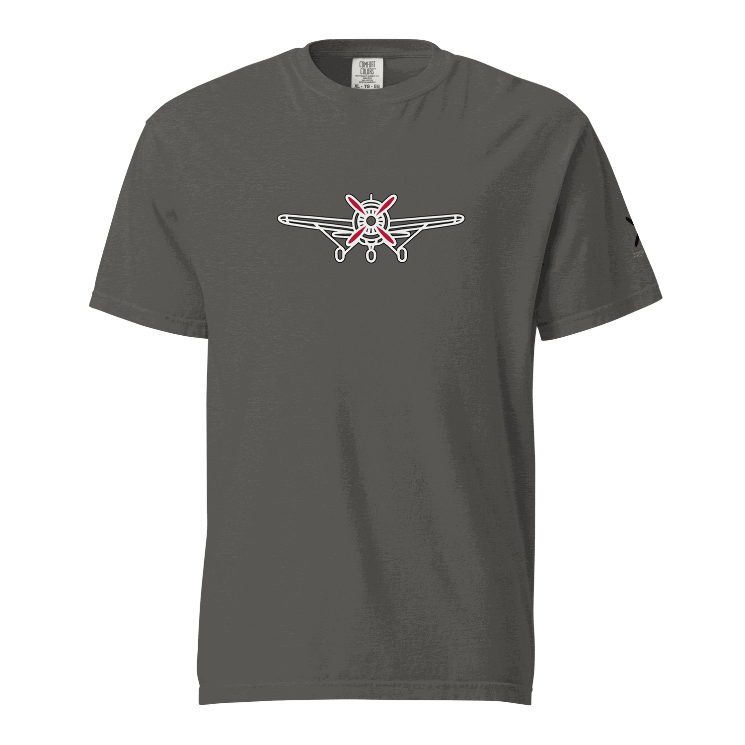 Charcoal Plane 5 thick structured tee with front airplane graphic, made of 100% ring-spun cotton, heavyweight and breathable