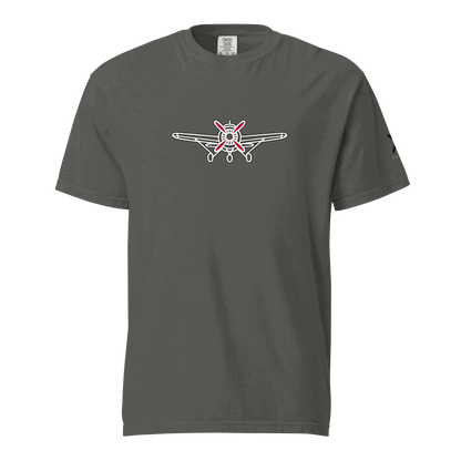 Charcoal Plane 5 thick structured tee with front airplane graphic, made of 100% ring-spun cotton, heavyweight and breathable