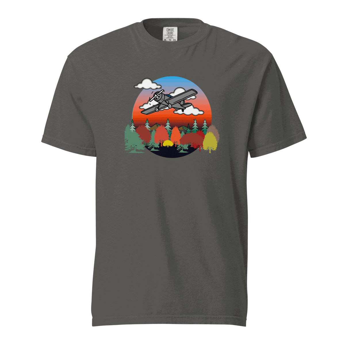 Unisex fall-inspired Plane T-Shirt made of 100% ring-spun cotton with relaxed fit and durable stitching