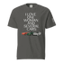 Gray "Love One Woman and Several Cars" T-shirt with three sports car illustrations, made of 100% ring-spun cotton, unisex heavyweight fabric.