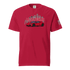 Red Los Angeles Tee with a red supercar and city skyline graphic on front and American flag on sleeve