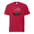 Red Austin Texas T shirts with retro truck and Austin skyline graphic for Keep Austin Weird fans