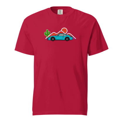 Sports car sunset t-shirt Retro Sunset Sports Car Graphic Tee for Car Lovers, Vintage Muscle Car Sunset Shirt