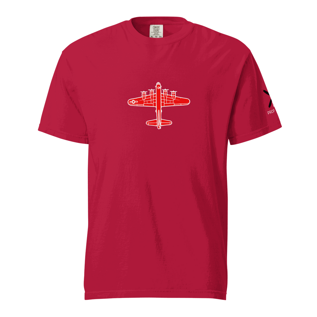 WW2 T-shirt Red thick structured tee with airplane graphic and relaxed fit made of 100% ring-spun cotton