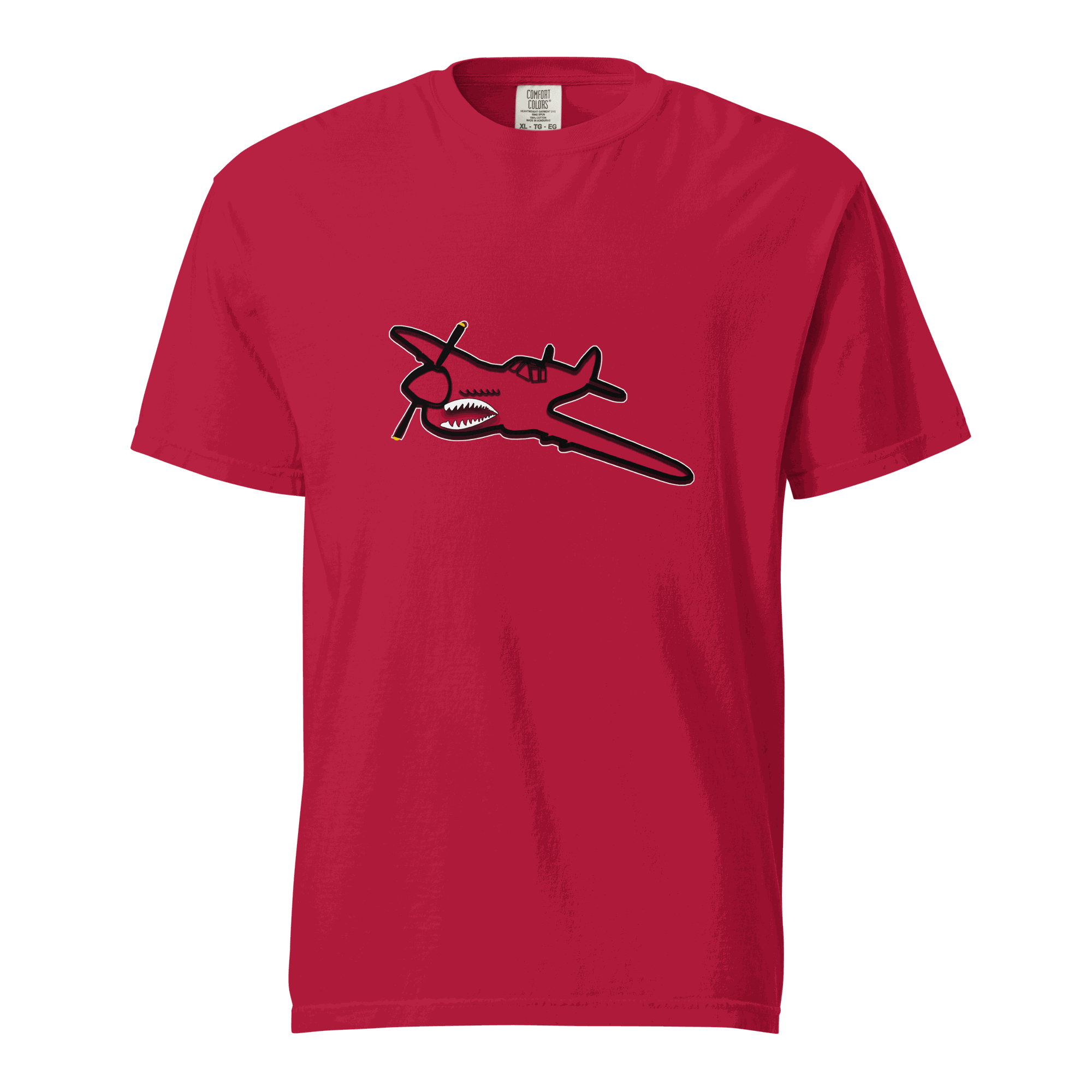Red Fighter SP unisex heavyweight cotton t-shirt with airplane graphic and relaxed fit