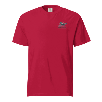 Red Flying machine t shirt with aviation life graphic, 100% cotton, breathable and durable design