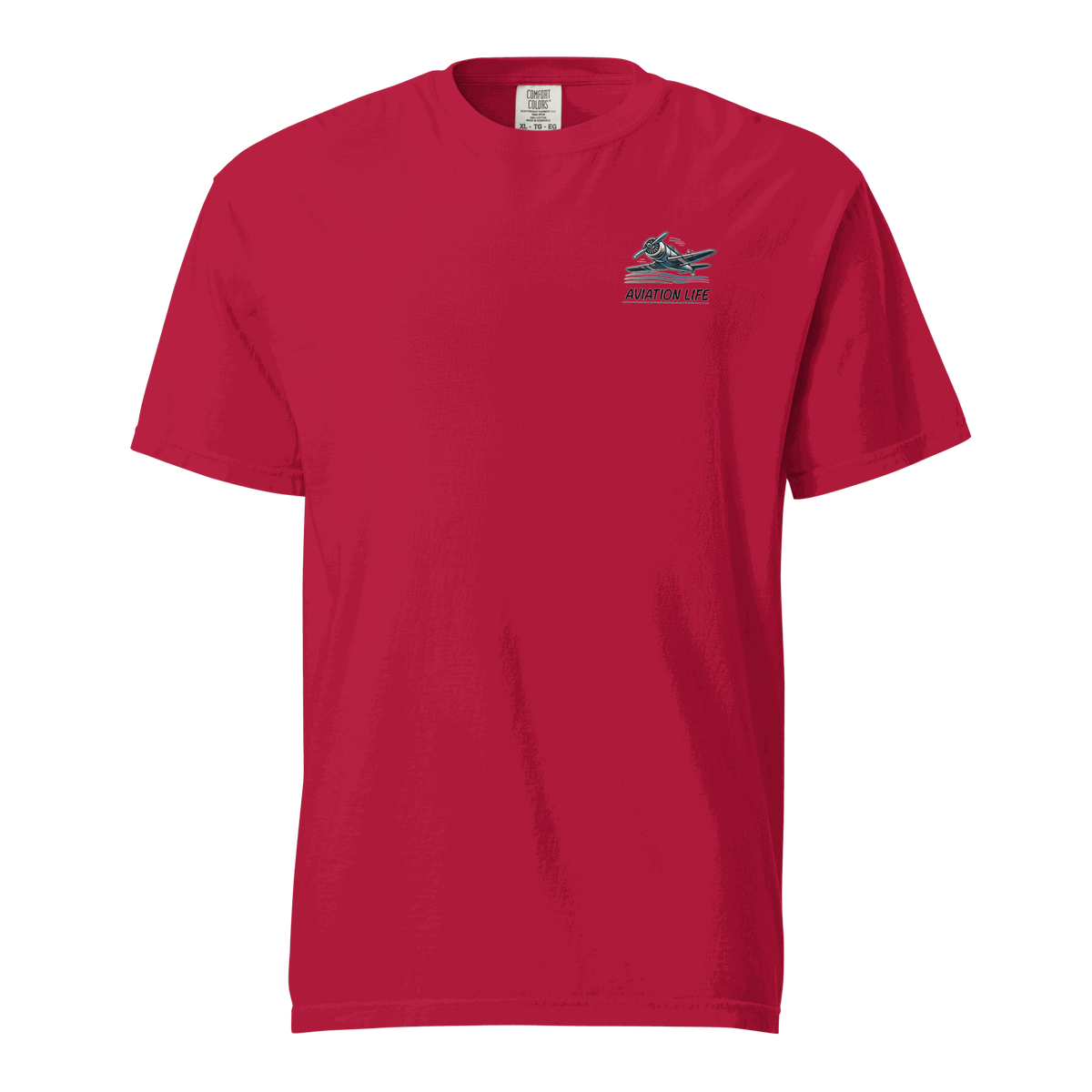 Red white blue helmet graphic on soft breathable unisex cotton t-shirt