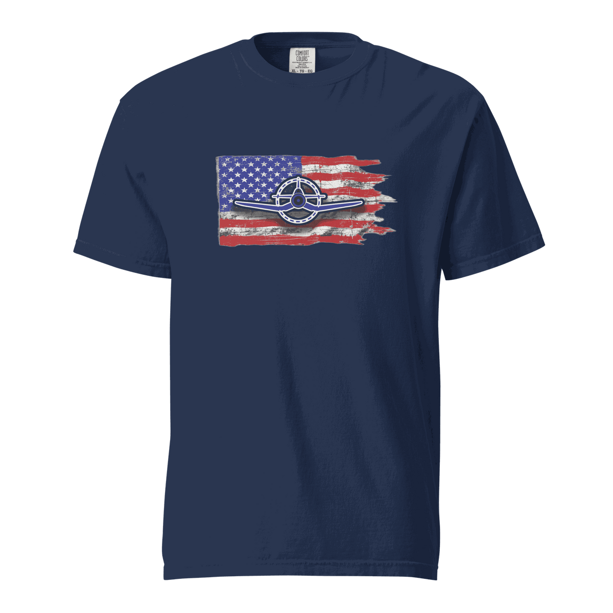 F4U Corsair heavyweight tee with bold Corsair silhouette print, durable cotton fabric, and relaxed fit pilot streetwear t-shirt