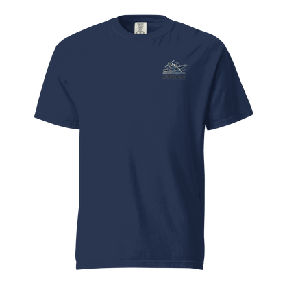 Navy blue Flying machine t shirt with small aviation design, 100% ring-spun cotton breathable fabric