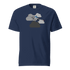 Navy unisex vintage airplane t-shirt with prop plane graphic and cloud design
