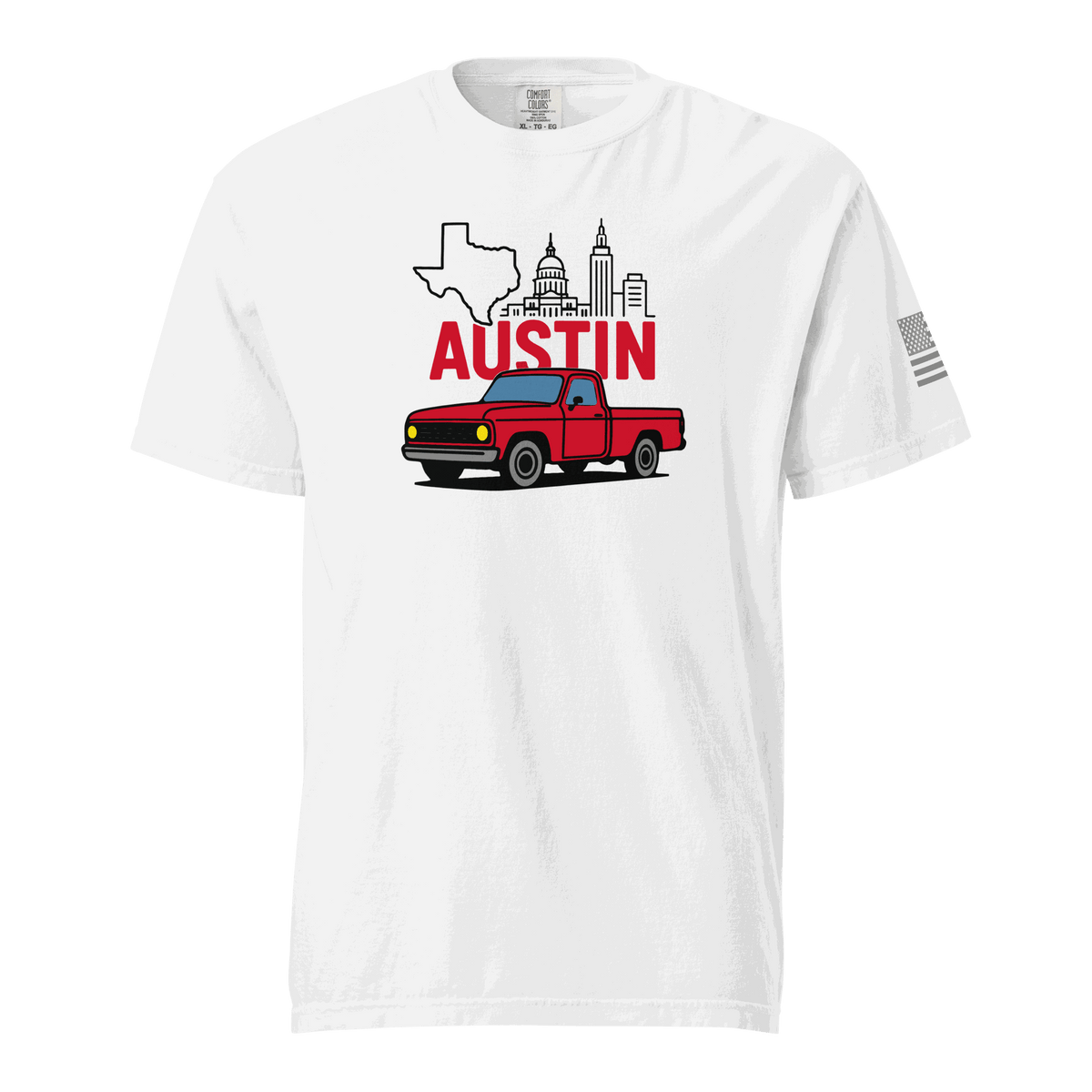 Keep Austin Weird T-Shirt with Austin skyline, vintage Texas truck, retro design on soft cotton tee