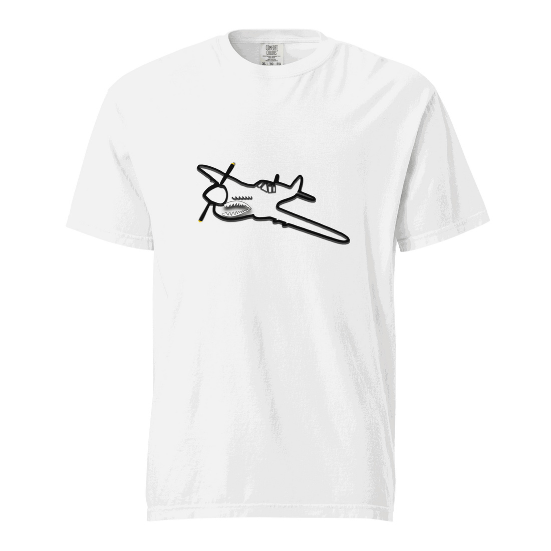 White Fighter SP unisex heavyweight cotton t-shirt with airplane graphic and relaxed fit