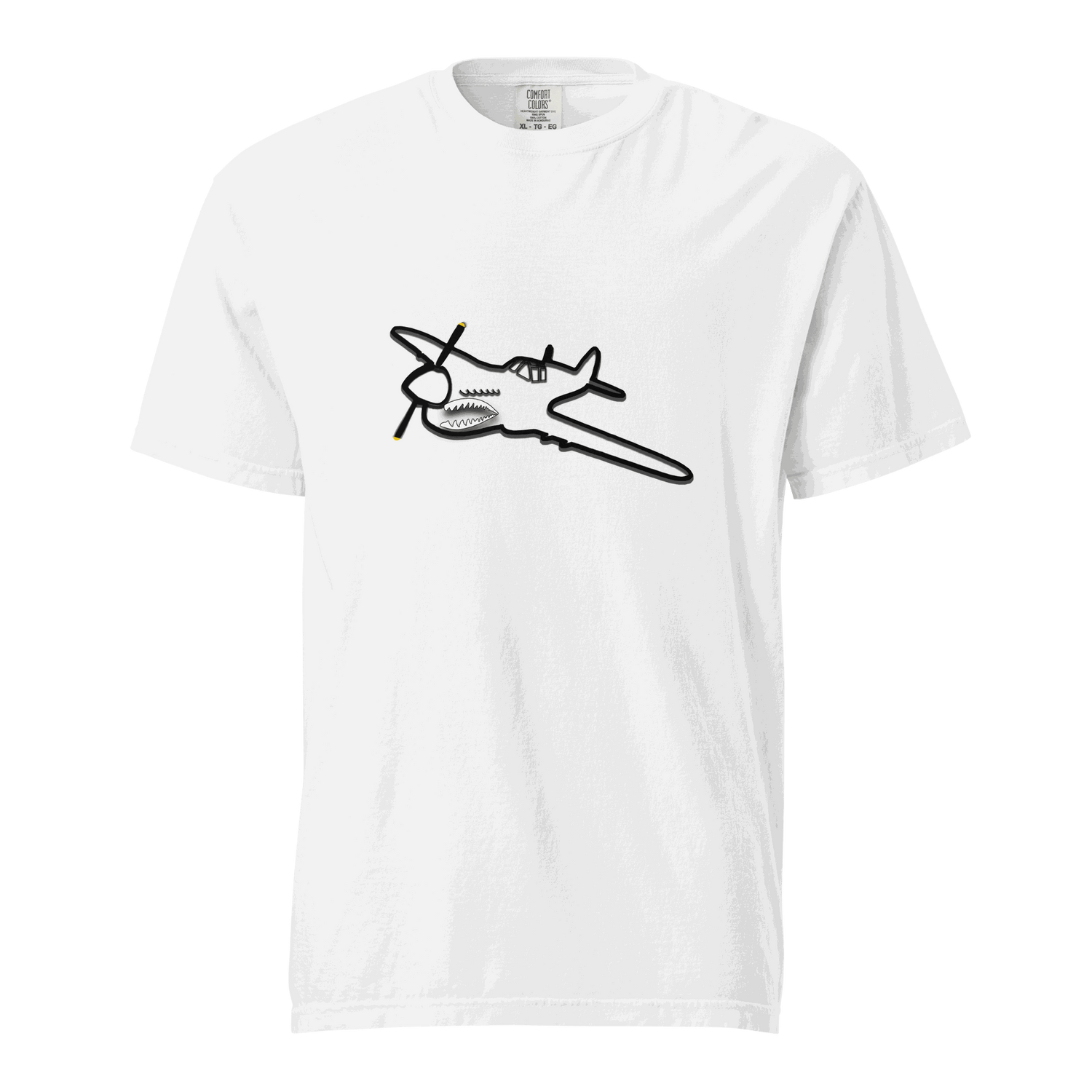 White Fighter SP unisex heavyweight cotton t-shirt with airplane graphic and relaxed fit