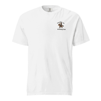 Custom City Cowboy Horse Beer unisex heavyweight white t-shirt with Chandler AZ Drinking Club logo