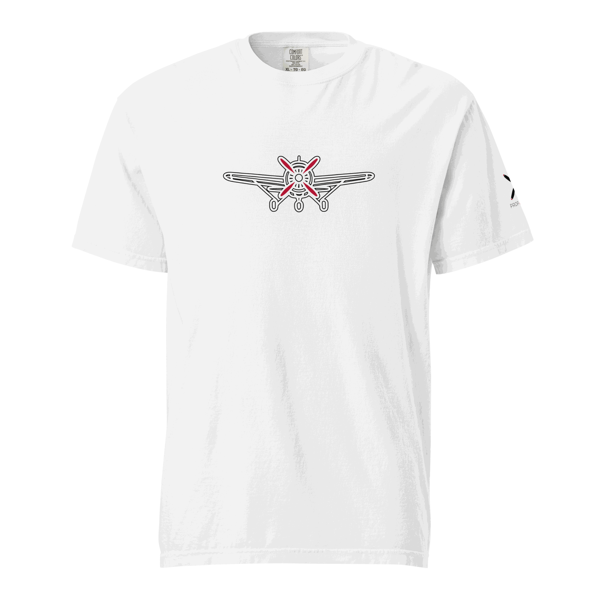 Plane 5 thick structured tee white unisex heavyweight cotton t-shirt with airplane graphic front and relaxed fit