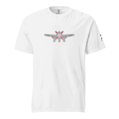 Plane 5 thick structured tee white unisex heavyweight cotton t-shirt with airplane graphic front and relaxed fit