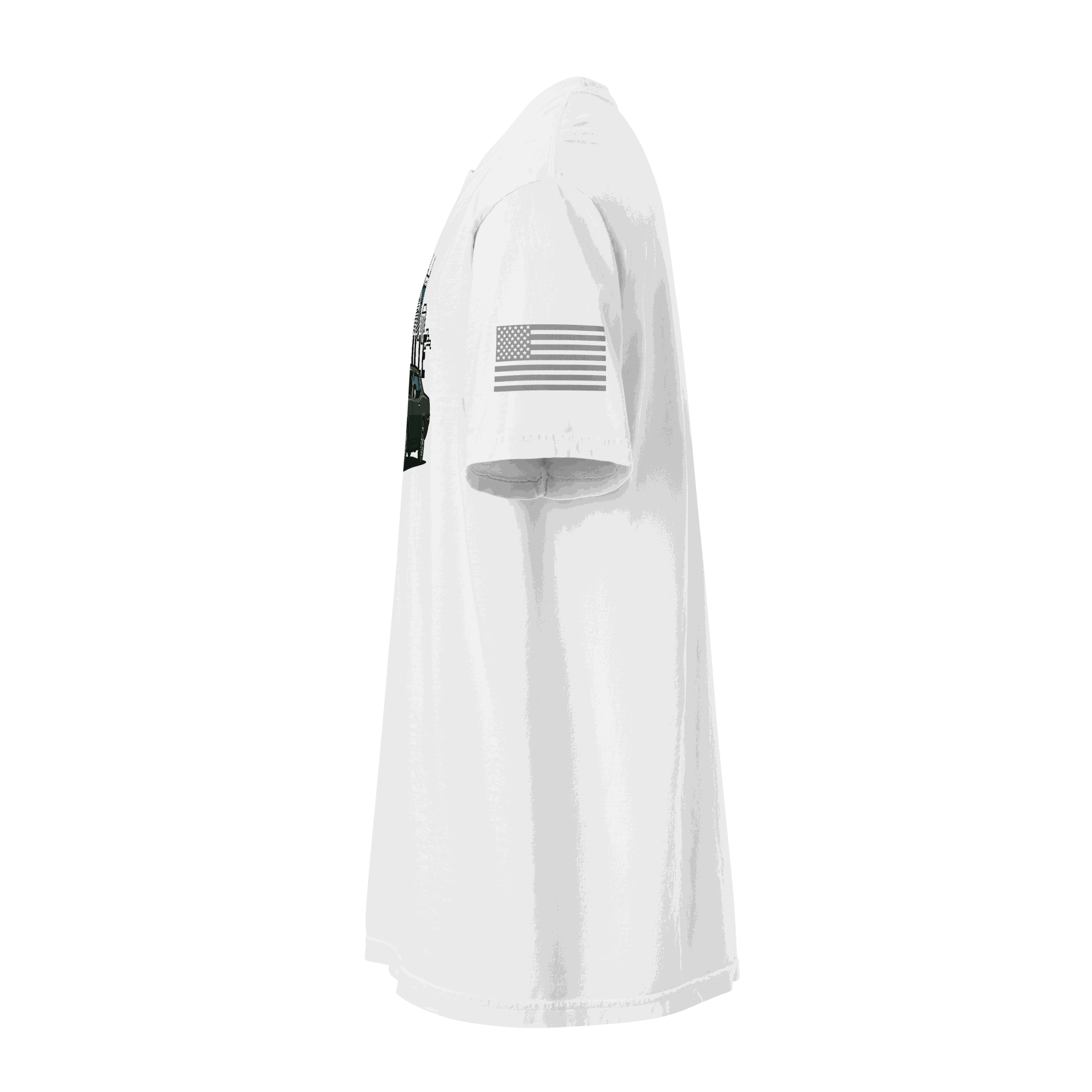 Nashville classic car t-shirt side view showcasing its heavyweight cotton and flag detail.