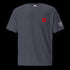 Gray t-shirt with a red and white logo on the chest pocket and a flag design on the sleeve against a white background.