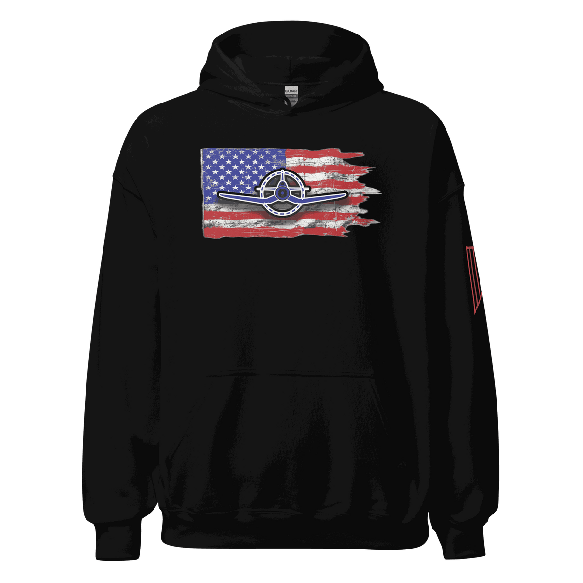 F4U Flag Unisex Hoodie with double-lined hood and front pouch pocket for cozy style