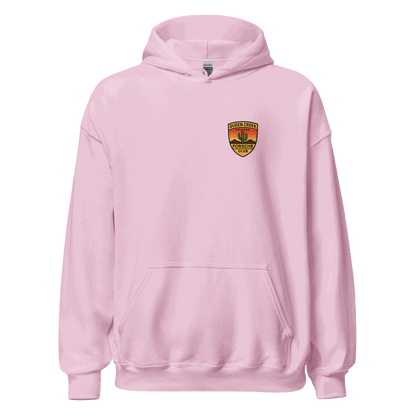 Queen Creek PCAR Club soft unisex pink hoodie with front pouch pocket and double-lined hood