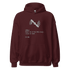 Wilber and Orville Bike Shop Hoodie maroon pullover with bike propeller graphic and text design