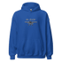 Blue Co-Pilot Unisex Hoodie with airplane graphic and kangaroo pocket, comfortable and durable design