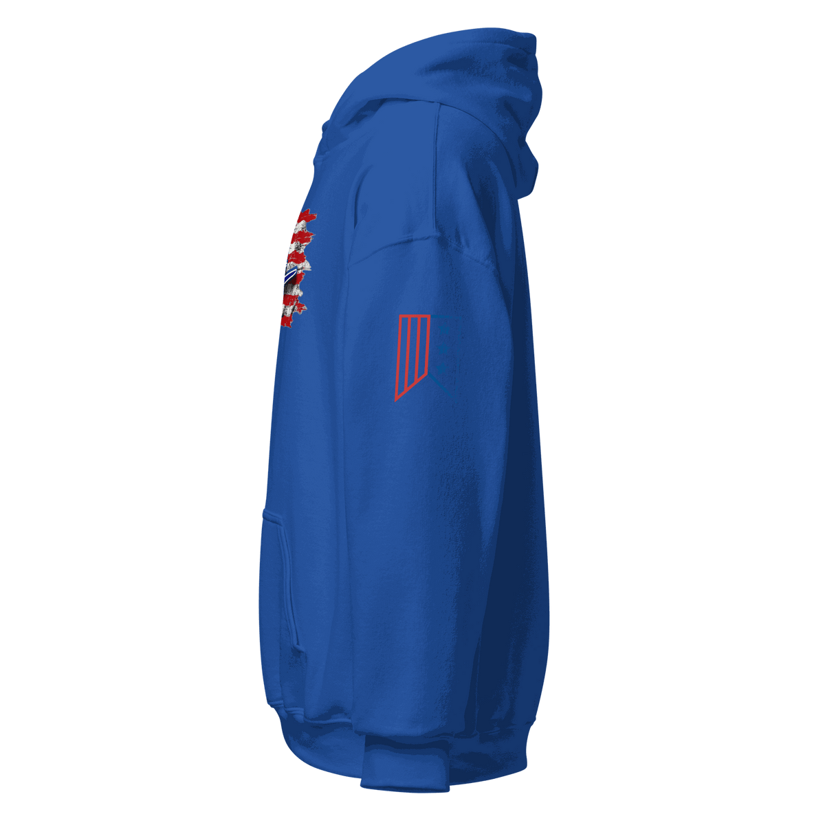 F4U Flag Unisex Hoodie with double-lined hood and front pouch pocket for cozy style