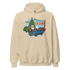 Beige Car Show Christmas Hoodie with Santa, classic cars, and decorated Christmas tree design