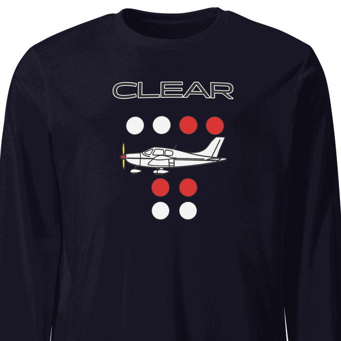 Clear to land propeller unisex long sleeve tee with aviation design and comfortable fit