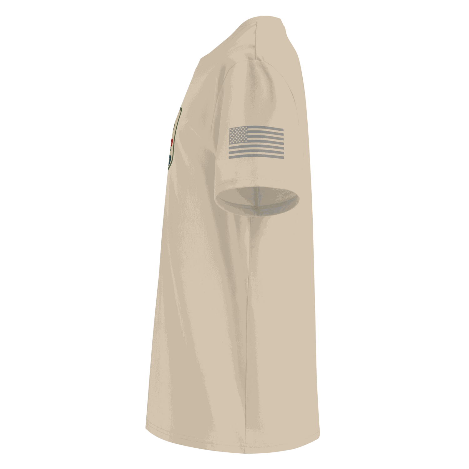 Classic Motoring cotton t-shirt side view organic cotton eco-friendly unisex beige tee