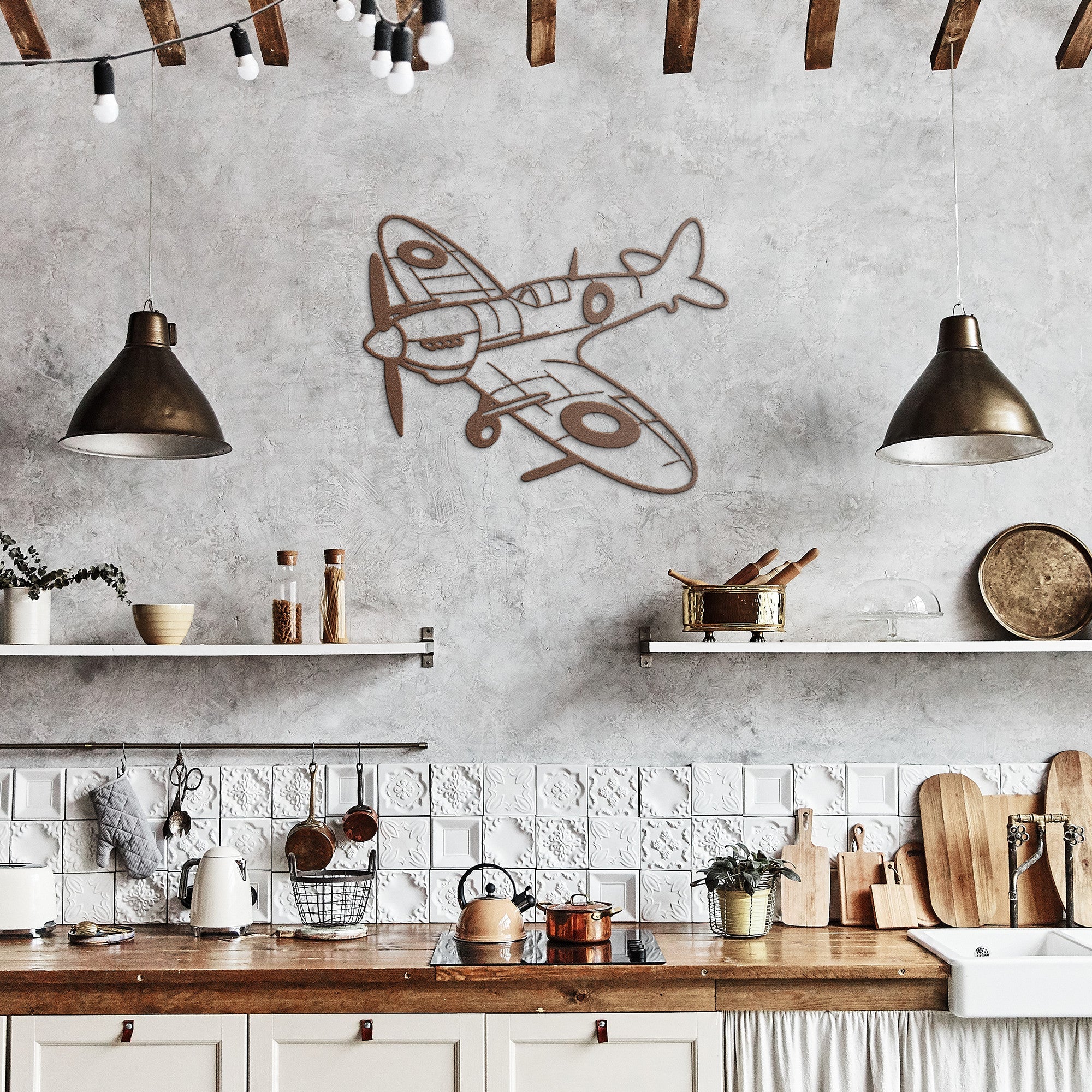 WWII spitfire metal wall art garage aviation decor unisex - Prop and Piston