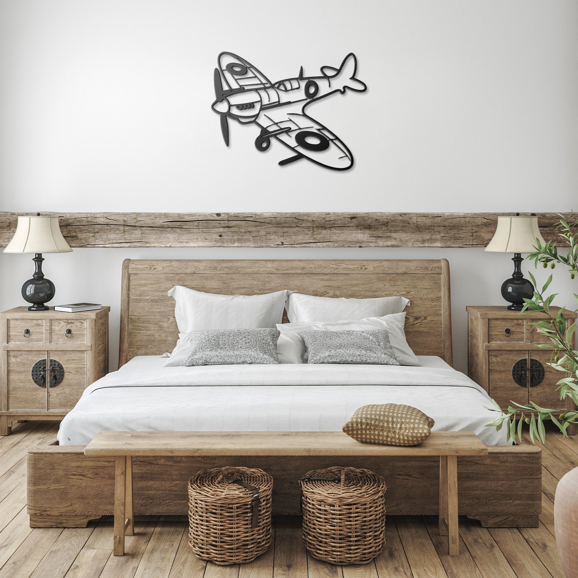 WWII spitfire metal wall art garage aviation decor unisex - Prop and Piston