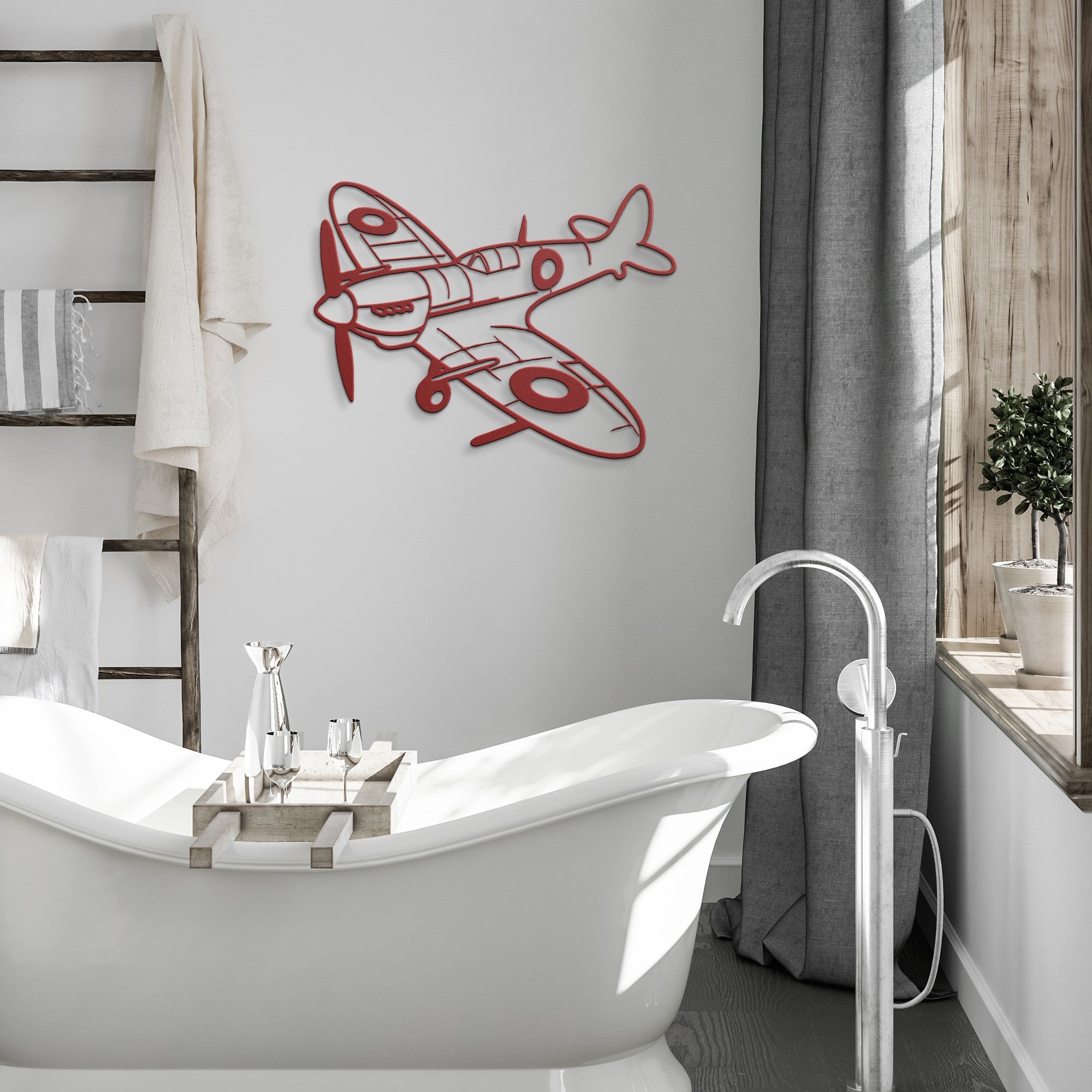 WWII spitfire metal wall art garage aviation decor unisex - Prop and Piston