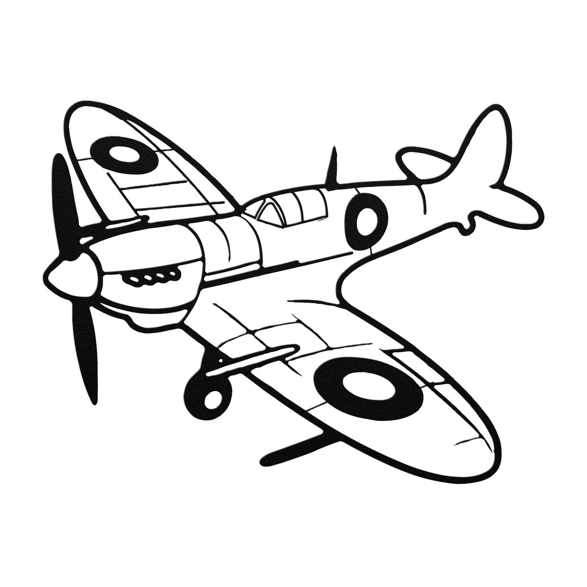 Spitfire WWII Fighter metal wall art for garage aviation decor in various colors and sizes