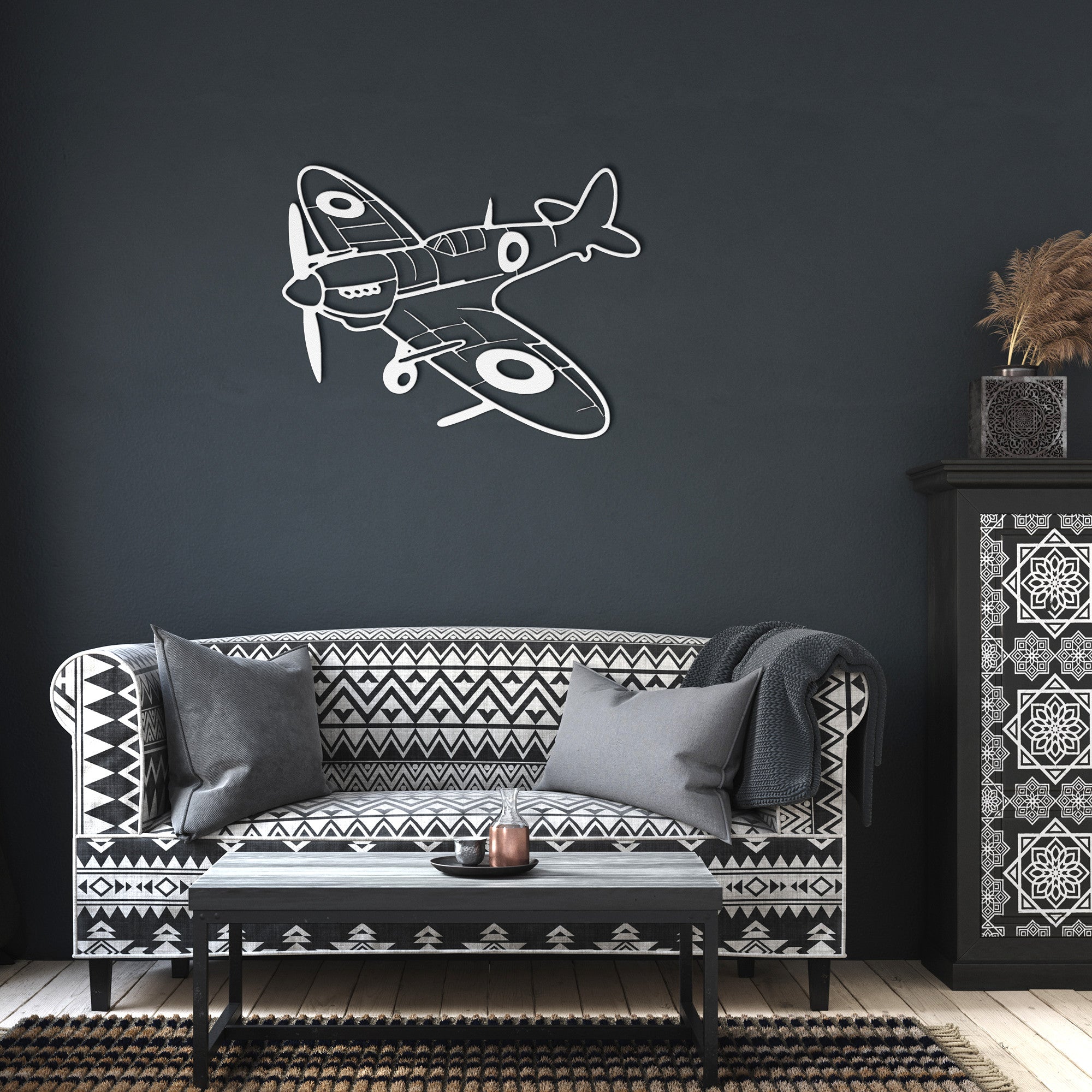 WWII spitfire metal wall art garage aviation decor unisex - Prop and Piston